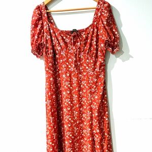 Floral Red Dress